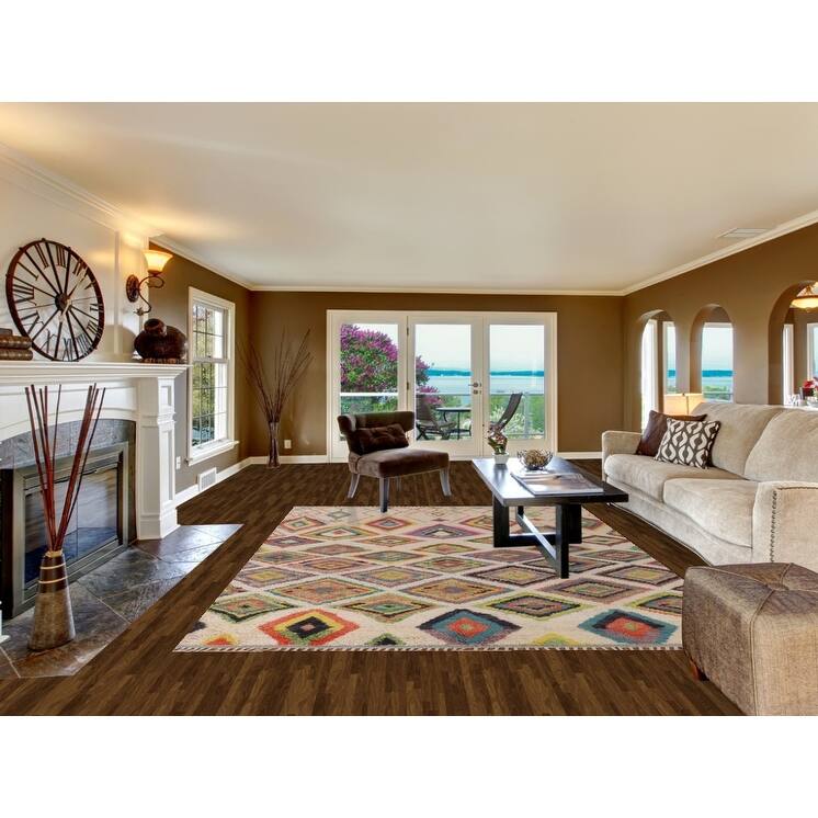 Geometric Moroccan Pakistan Area Rug Handmade Wool Carpet - 7'11" x 10'10"