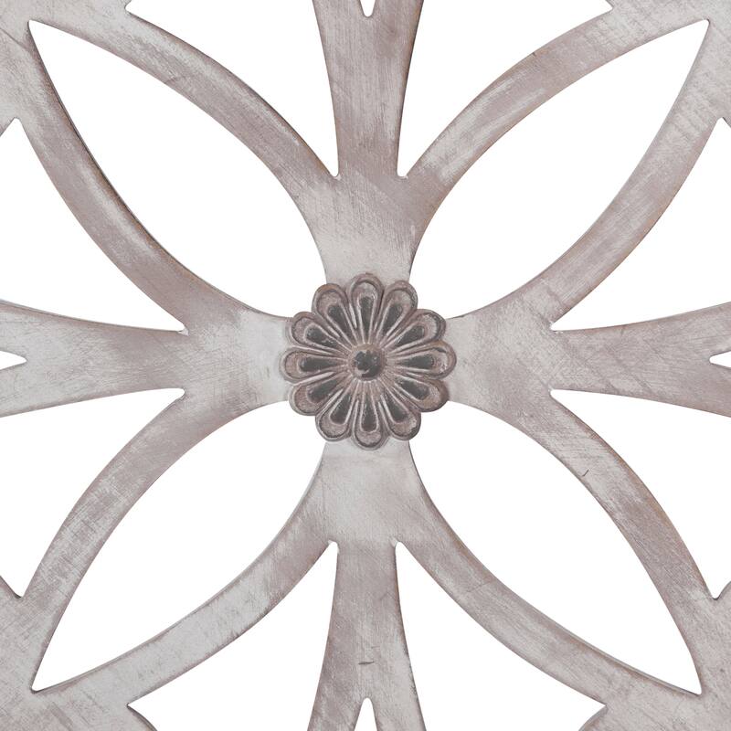 Metal Scroll Cutout Wall Decor with Brown Wood Accents - Gray - Roche River Decor