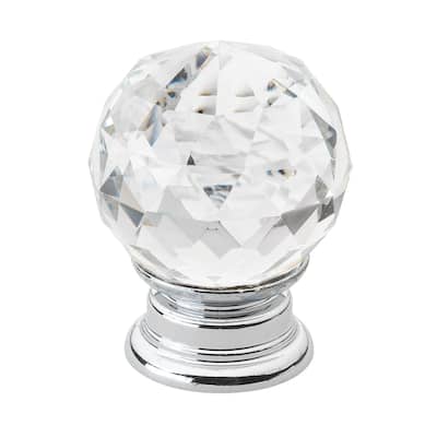 GlideRite 5-Pk1-1/4 in. Round Crystal Cabinet Knob - Polished Chrome - Polished Chrome