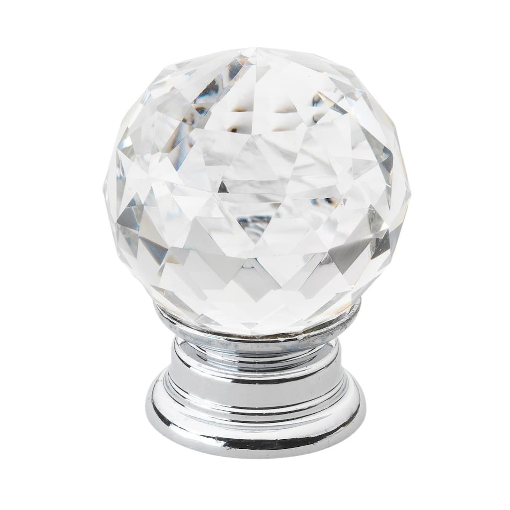 GlideRite 5-Pk1-1/4 in. Round Crystal Cabinet Knob - Polished Chrome - Polished Chrome