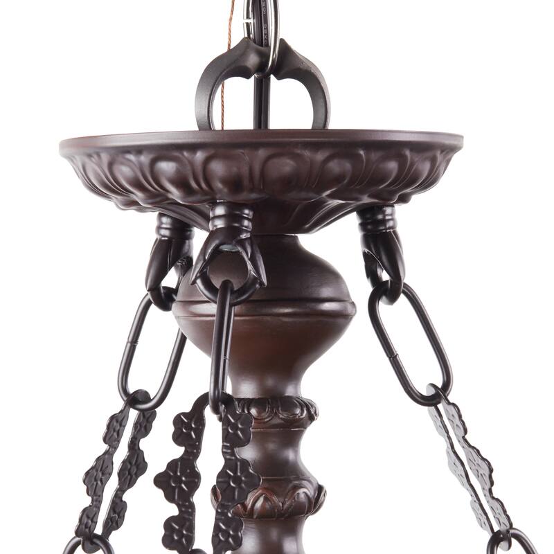 Melissa River of Goods Amber, Red, Yellow, and Brown Stained Glass 18-Inch Pendant Light with Adjustable Hanging Cord