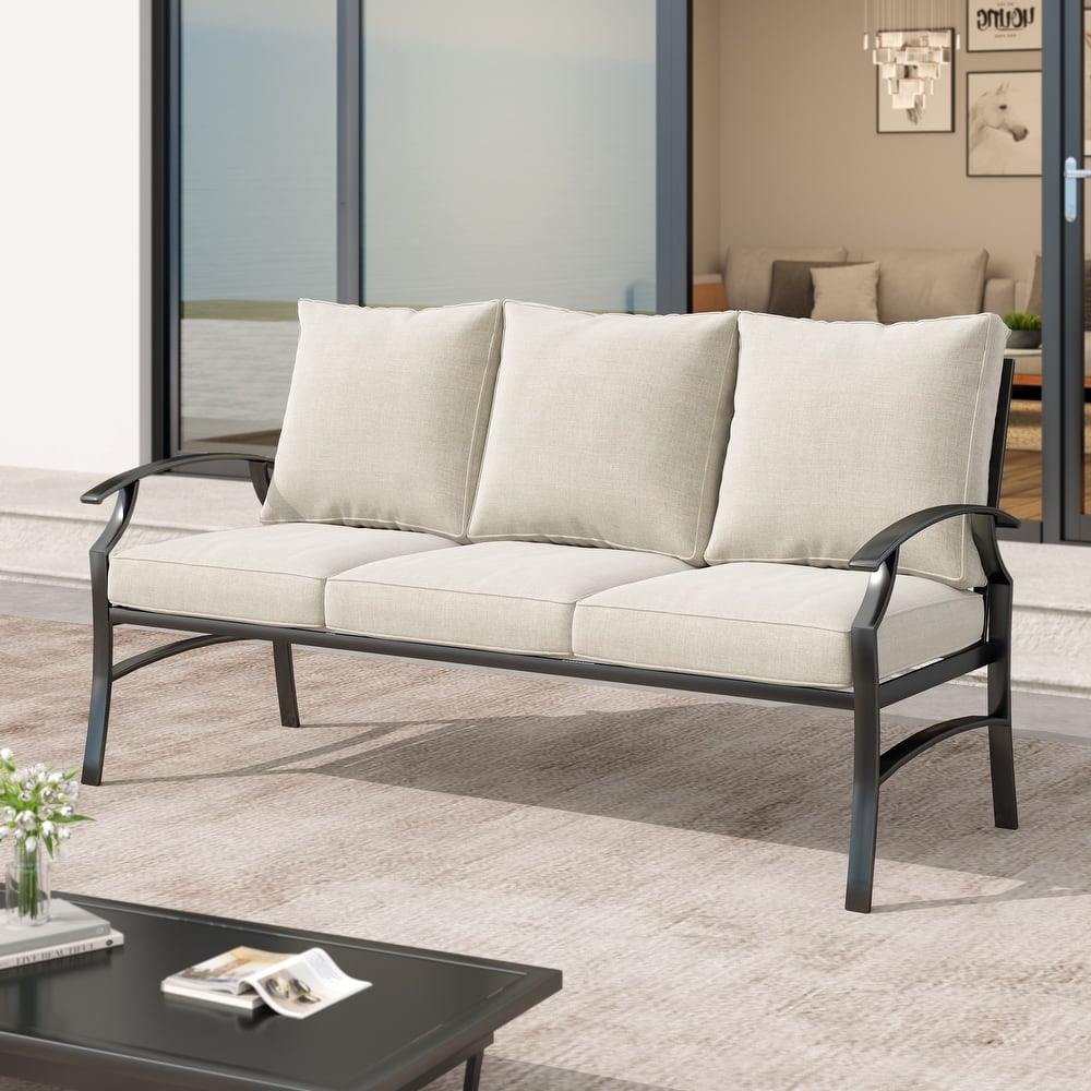 Outdoor Patio Metal 74" W Sofa/ 50" W Loveseat with Cushions
