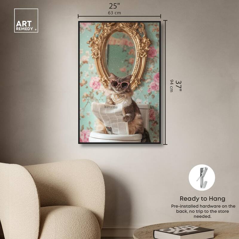 Ornate Kitty Toilet Time Canvas by Art Remedy