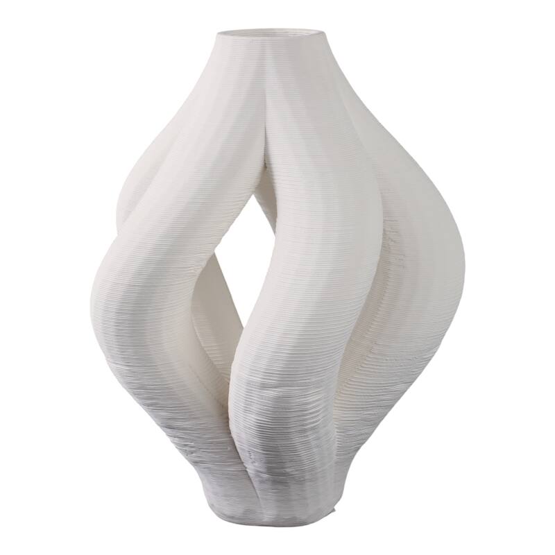 Porcelain Vase Decorative Centerpiece Unique Modern Design - 12" Ivory