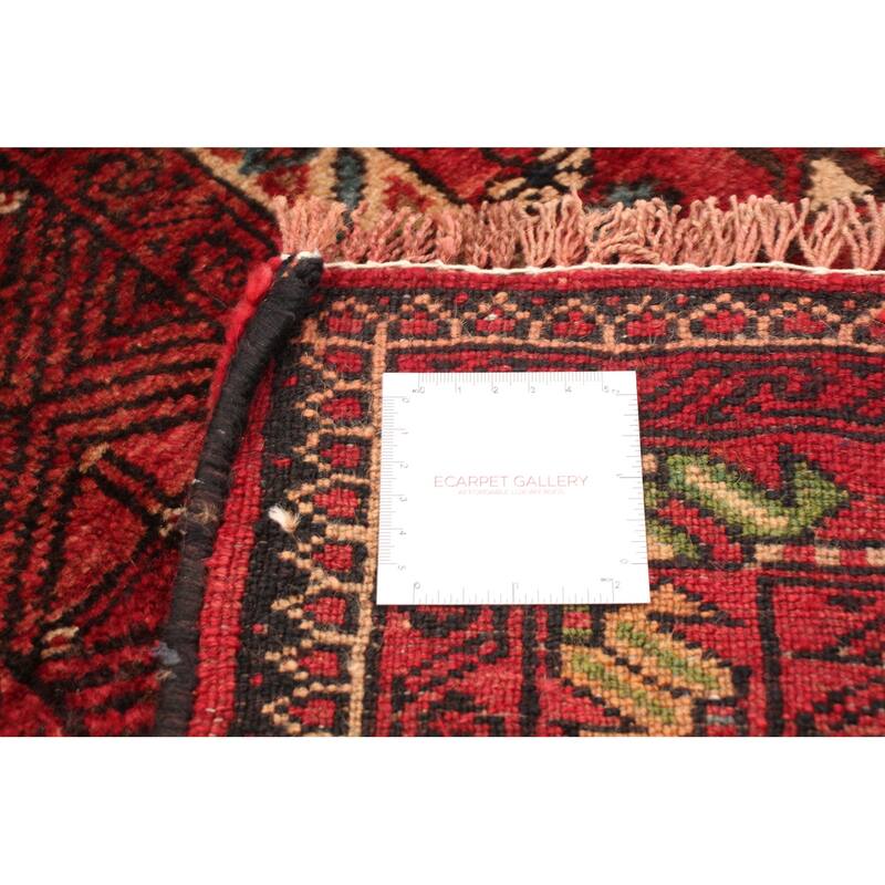 Hand-knotted Authentic Turkish Red Wool Rug - 3'11" x 10'2" Runner/3'11 x 10'2