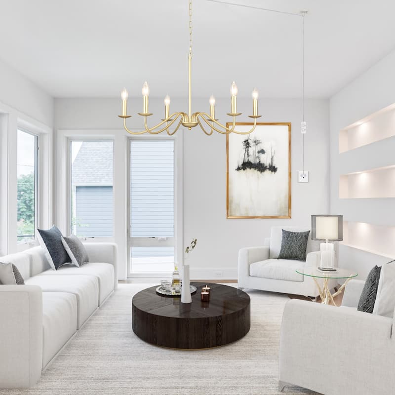 6-Light 27.55-inch Chandeliers with Plug in Cord for Bedroom Living Room