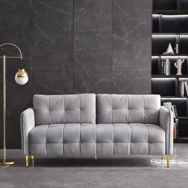 Ovios High Back Couch Mid Centry Spring Upholstered Sofa 71 Inch Velvet Fabric Futon With Metal Golden Leg For Living Room Overstock 31414923