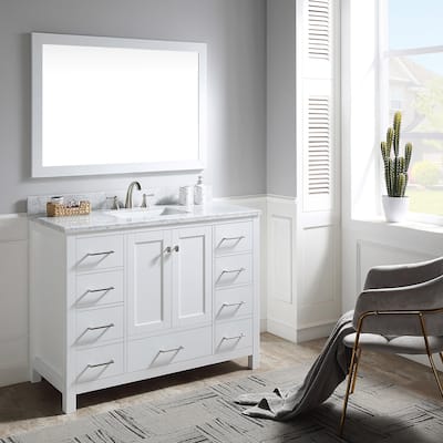 Prismatica 48 inch White Bathroom Vanity Set with Marble Top
