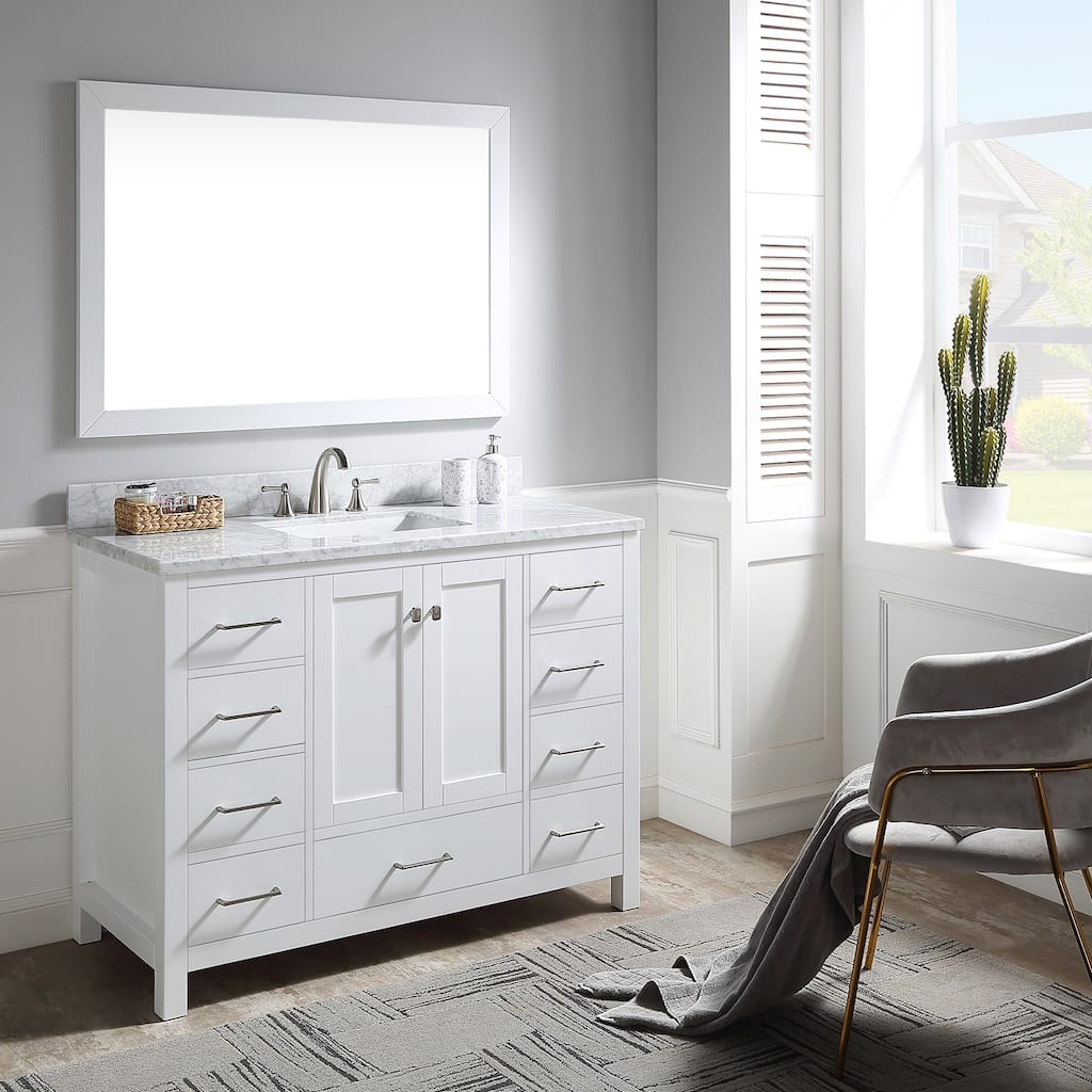 Prismatica 48 inch White Bathroom Vanity Set with Marble Top
