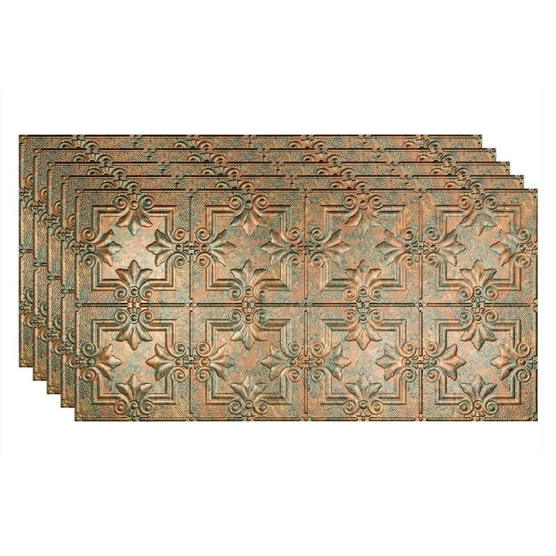FASÄDE Regalia Decorative Vinyl 2ft x 4ft Glue Up Ceiling Panel in Copper Fantasy (5 Pack) - 5 Pack - Copper Fantasy