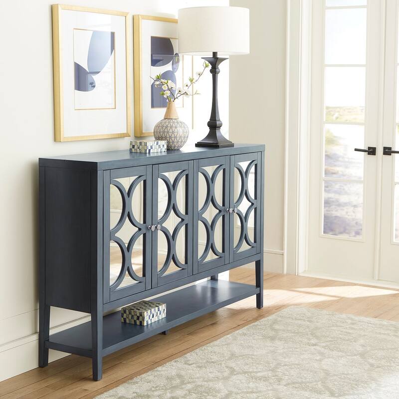 Circle View Blue Dusk Four Door Accent Cabinet - Wood