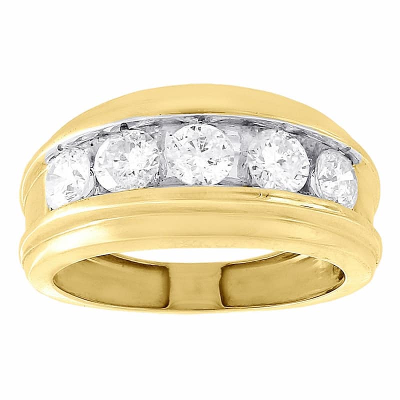 Bliss Diamond 2 Ct Mens Diamond Wedding Ring Yellow Gold - 10.5