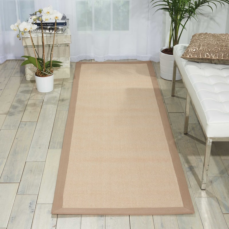 Nourison Sisal Soft Modern Solid Cream Bordered Area Rug - 2'6" x 8' Runner - Beige