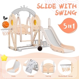 Kids Playground Climber Slide Playset,toddler Slide And Swing Set 5 In 