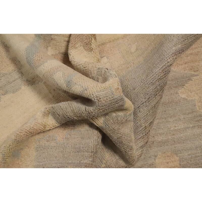 Hand Knotted Oriental 100% Wool Carpet Transitional All-Over Greys & Charcoal Oushak Area Rug - 9' 11'' X 7' 11''