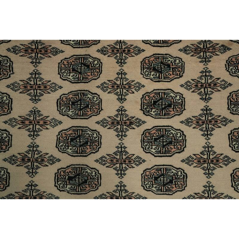 Hand Knotted Oriental 100% Wool Carpet Traditional All-Over Beige & Ivories Bokhara Area Rug - 8' 6'' X 6' 0''