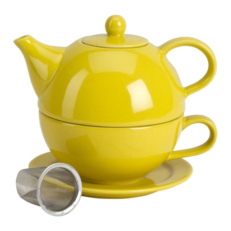 Omniware Teaz Tea for One with Infuser - 6" L x 4" W x 4.5" H - Yellow