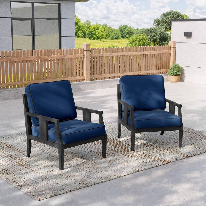 2 Set Outdoor Patio Club Chair with Cushion Patio Arm Lounge Chair