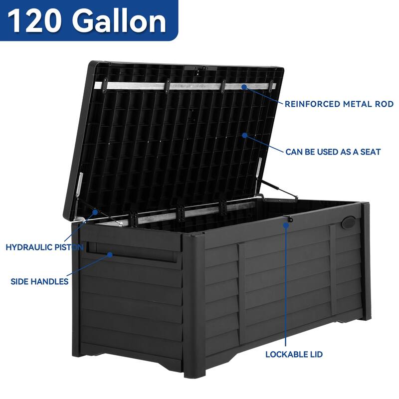 120 Gallons Water Resistant Lockable Deck Box