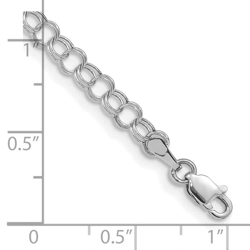 Curata 10k White Gold 4mm Hollow Double Link Charm Bracelet Options: 7" 8"