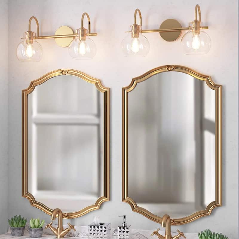 Gold Bathroom Light Fixtures Wall Sconces with Clear Glass Shade Bathroom Vanity Lights Vanity Light Fixture