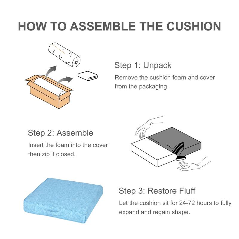 Aoodor Patio Chair Cushions Set of 2, Water Resistant Outdoor Seat Cushions with Handle and Ties, Square Corner Cushions