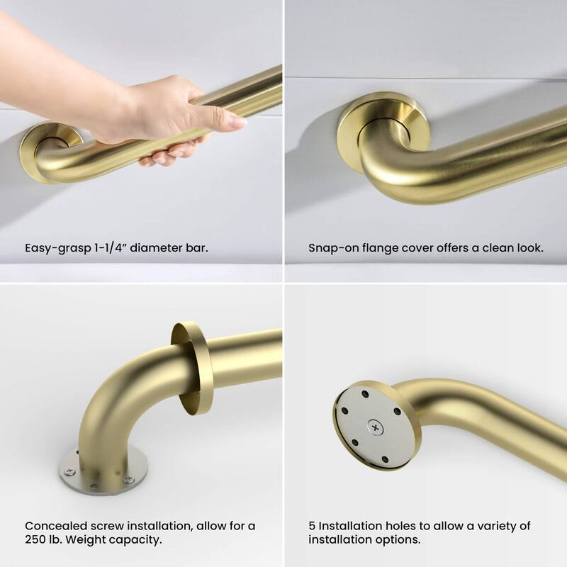 Bathroom Safety 12-Inch Length Stainless Steel Shower Grab Bar