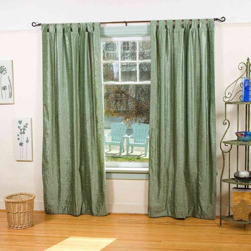Olive Green Tab Top Velvet Curtain / Drape / Panel - Piece - 43" W X 120" L (Lined) - 120 Inches