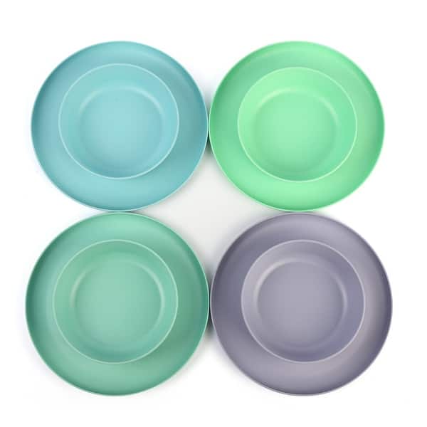 8piece Macarons Cool Color Bamboo Flour Tableware Set On Sale Bed