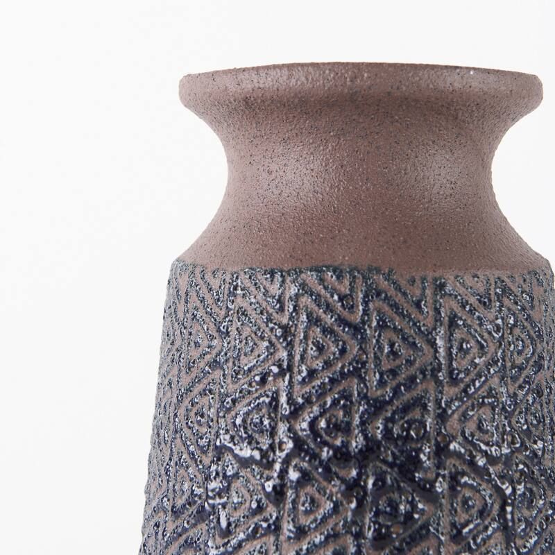 Sefina III Large Brown/Black Patterned Ceramic Vase - 7"W x 7"D x 11"H