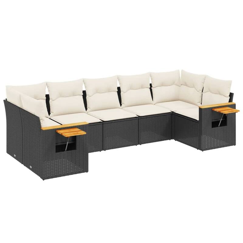 vidaXL Patio Sofa Set with Cushions Outdoor Furniture 7 Piece Poly Rattan - 24.4 x 33.5 x 27.2 in