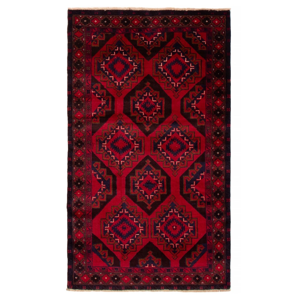 ECARPETGALLERY Hand-knotted Teimani Red Wool Rug - 3'8 x 6'4