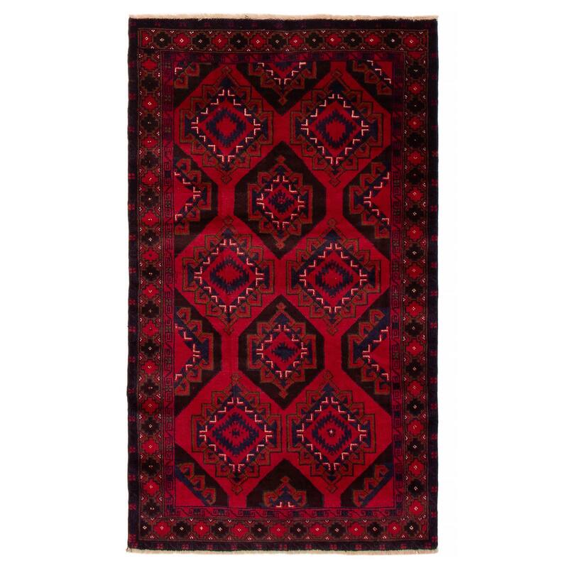 ECARPETGALLERY Hand-knotted Teimani Red Wool Rug - 3'8 x 6'4 - Red - 3'8 x 6'4