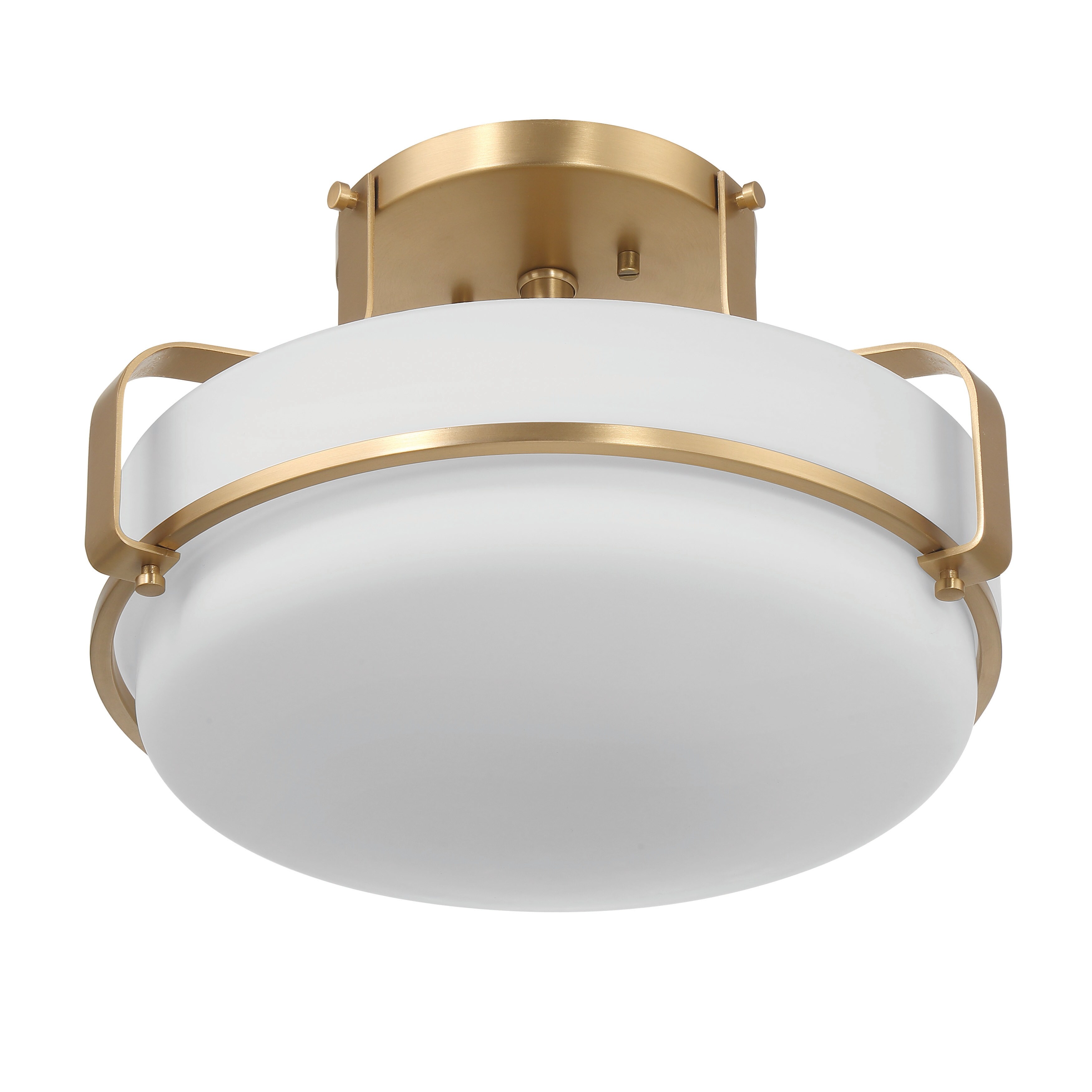 Allegra Etched Opal Glass and Metal Semi-Flush Mount Ceiling Light - 13.5"L x 13.5"W x 9.3"H