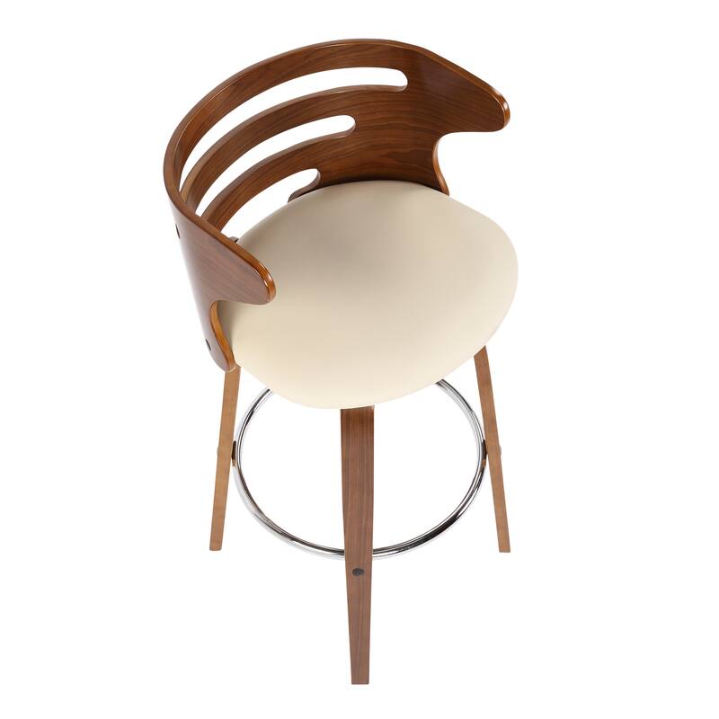 Carson Carrington Cranagh 30" Fixed-Height Bar Stool with Bent Wood Legs & Round Footrest (Set of 2)