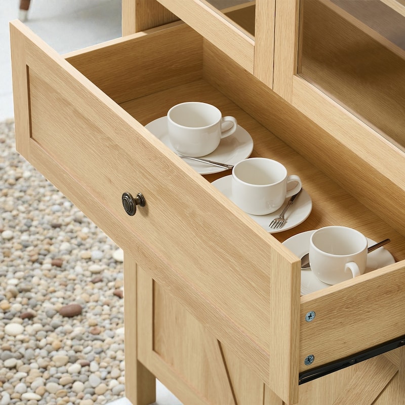 Vintage Dome Cabinet with Arched Design, Large Storage Display Cabinet with Adjustable Shelves for Living Room