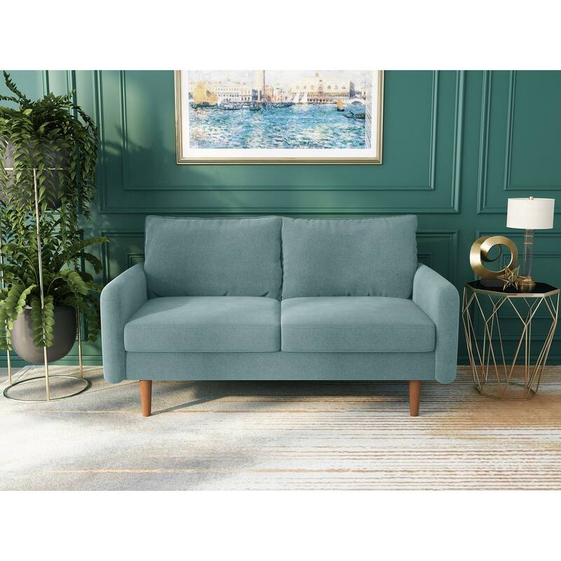 58'' Velvet Square Arm Loveseat - Light Greyish Cyan