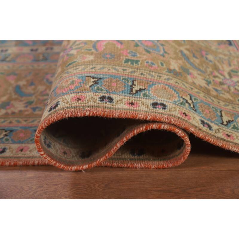 Hand Knotted Oriental 100% Wool Carpet Traditional Floral Pink Mashad Area Rug - 12' 9'' X 9' 6''