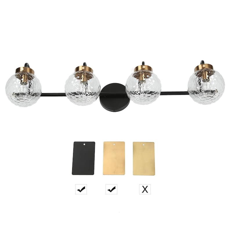 Mid-Century Modern Black Gold 2/4-Light Bathroom Vanity Light Glass Wall Sconce