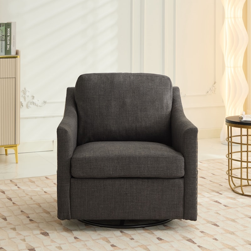 Fabric Swivel Rotating Accent Chair with USB and Side Pocket