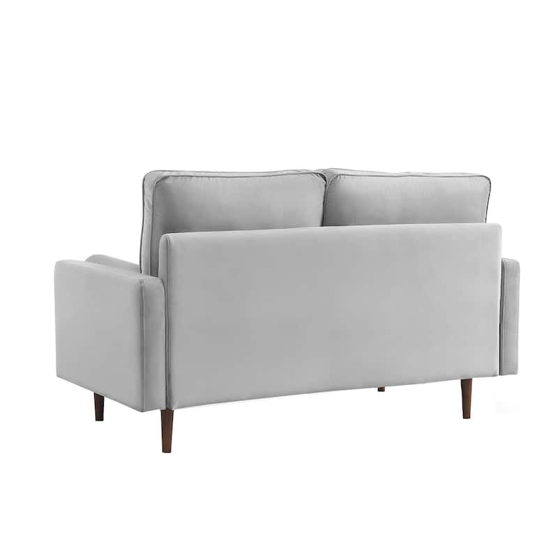 HomeRoots 69" Gray Velvet Sofa And Toss Pillows With Dark Brown Legs - 69