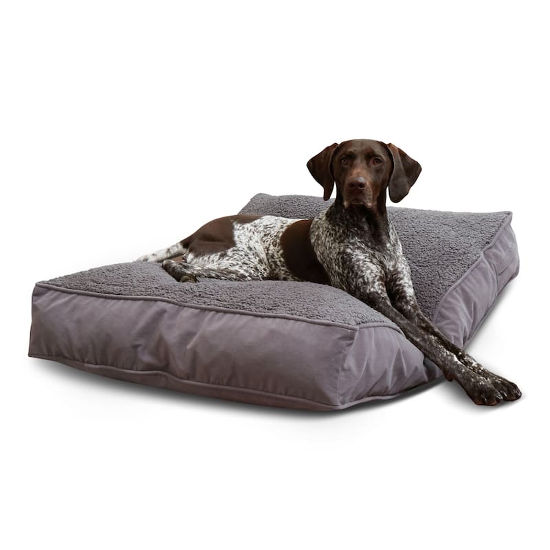 Happy Hounds Buster Deluxe Gray Sherpa Dog Bed - Medium (42"x30")