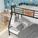 preview thumbnail 4 of 7, Black Twin over Full Metal Bunk Bed with Safety Rail