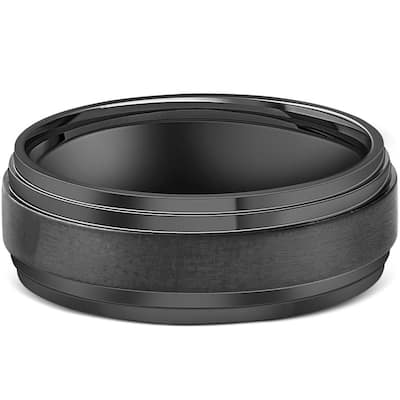 Mens 9mm Titanium Black Comfort fit Brushed Wedding Band