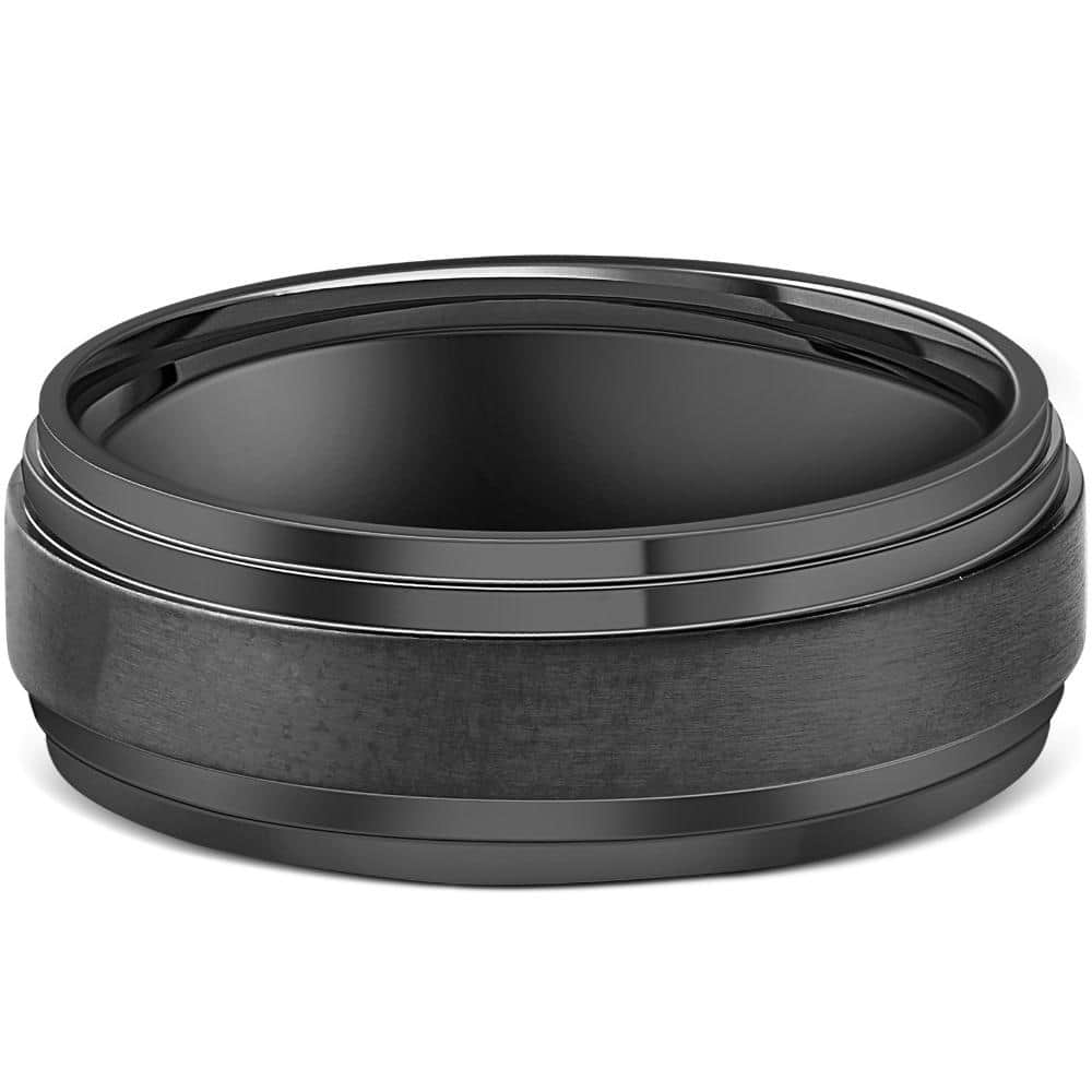 Bliss DiamondMens 9mm Titanium Black Comfort fit Brushed Wedding Band