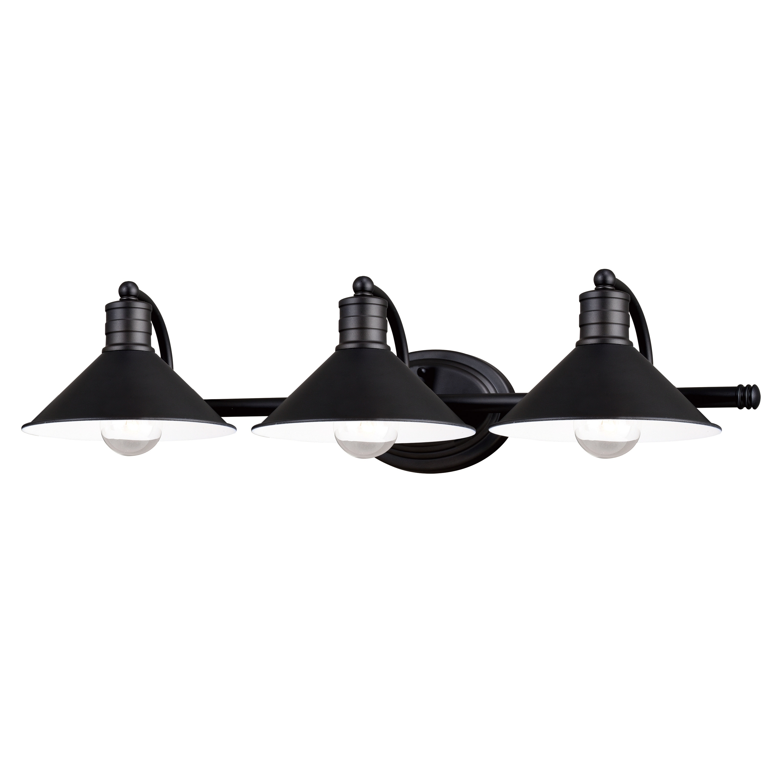 VAXCEL Akron 3-Light 28 in. W Bathroom Vanity Lighting Fixture, Metal Shade, LED Compatible, Over the Mirror Mount Wall Sconce