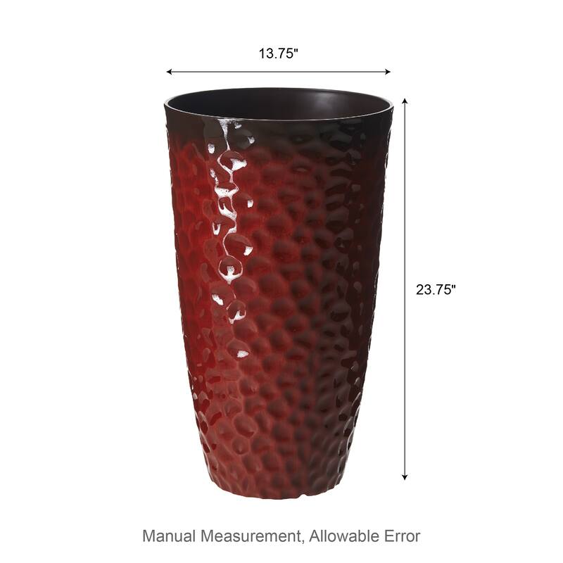 Glitzhome 23.75"H Set of 2 Oversized Eco-Friendly PP and Stone Honeycomb Textured Blue/Green/Red Tall Plastic Planter