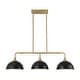 preview thumbnail 19 of 23, Potlid 3-Light Industrial Gold Linear Dome Pendant Lights for Kitchen Island/Dining Table
