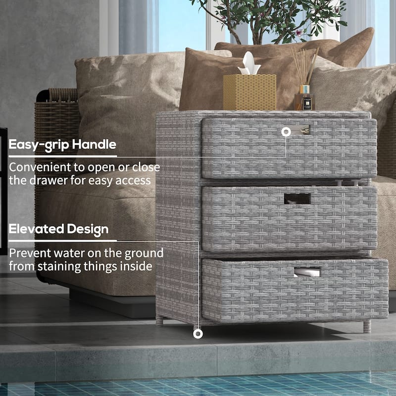 Outsunny Outdoor Towel Cabinet, PE Rattan Pool Storage Organizer, Freestanding Outdoor Towel Rack for Pool