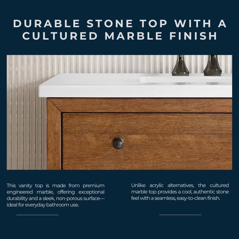 Mid-Century Modern 37” Cinnamon Brown Wood Single Bathroom Vanity